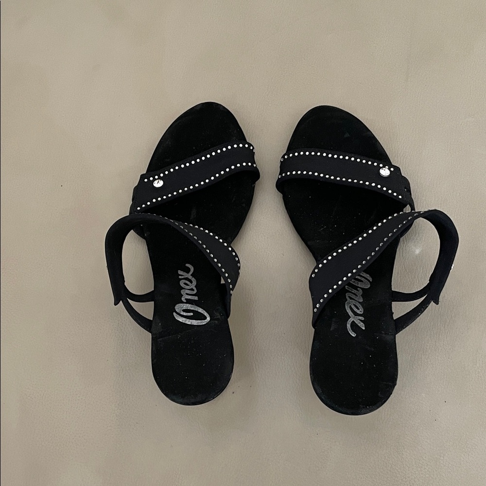Onex Black Sandals with Rhinestone Detail